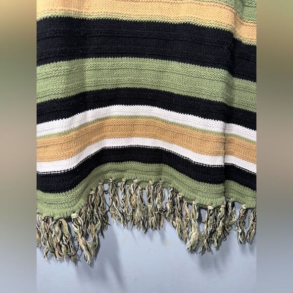 Hearts of Palm Women’s Petite Small Fall Striped Fringe Knit Sweater EUC - Picture 2 of 7